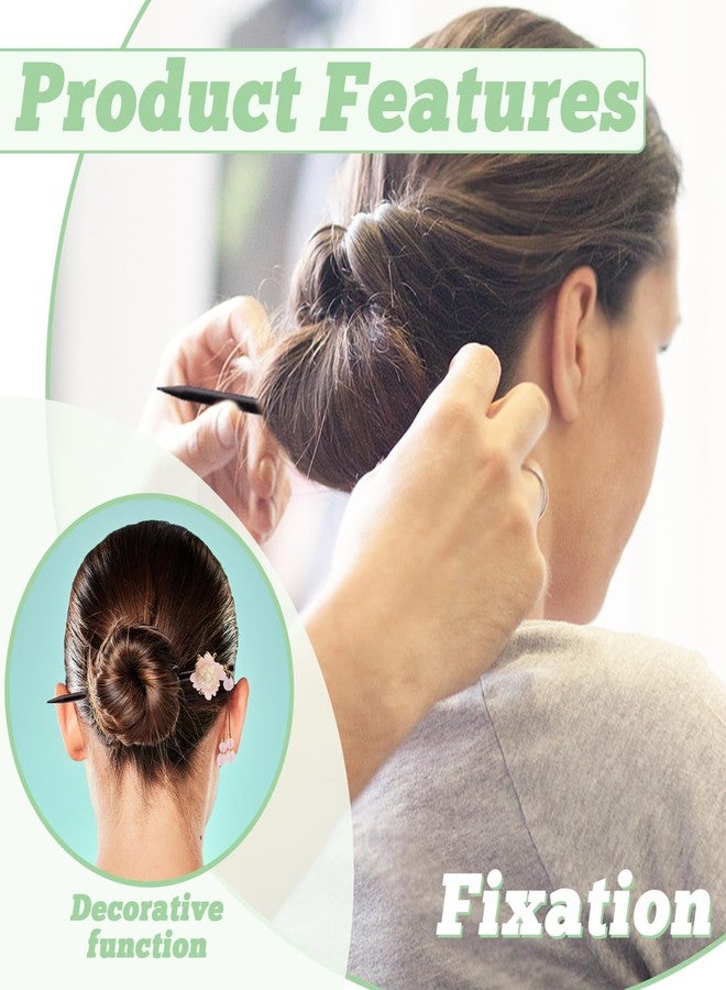 Yitexin 8 Pieces Retro Traditional Wooden Hair Stick for Women, Flower Butterfly Hair Chopsticks Pins with Bead Pendants, Vintage Hairpins Bun Fork Decorative Accessories (As Shown in the Picture) - Image 4