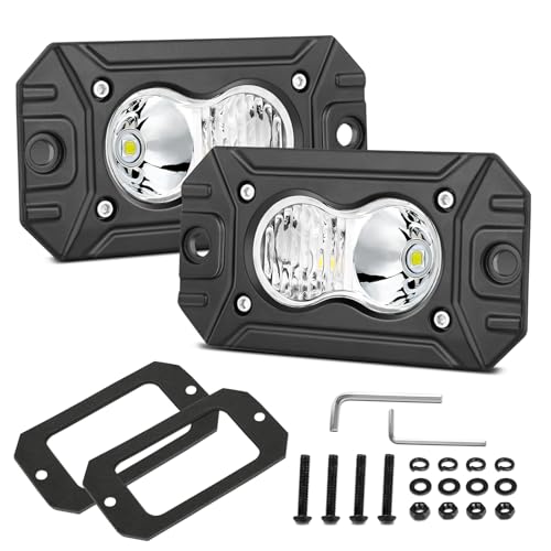 Auto Power Plus LED Pod Lights Flush Mount, Auto Power Plus 2PCS 4 Inch Off Road Driving Lights Flush LED Light Bar Combo Backup Work Light Bumper Cube Light for Truck Pickup UTV ATV Boat 4x4 - Image 1