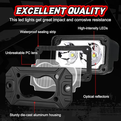 Auto Power Plus LED Pod Lights Flush Mount, Auto Power Plus 2PCS 4 Inch Off Road Driving Lights Flush LED Light Bar Combo Backup Work Light Bumper Cube Light for Truck Pickup UTV ATV Boat 4x4 - Image 3
