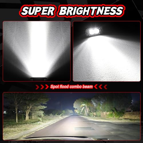 Auto Power Plus LED Pod Lights Flush Mount, Auto Power Plus 2PCS 4 Inch Off Road Driving Lights Flush LED Light Bar Combo Backup Work Light Bumper Cube Light for Truck Pickup UTV ATV Boat 4x4 - Image 4