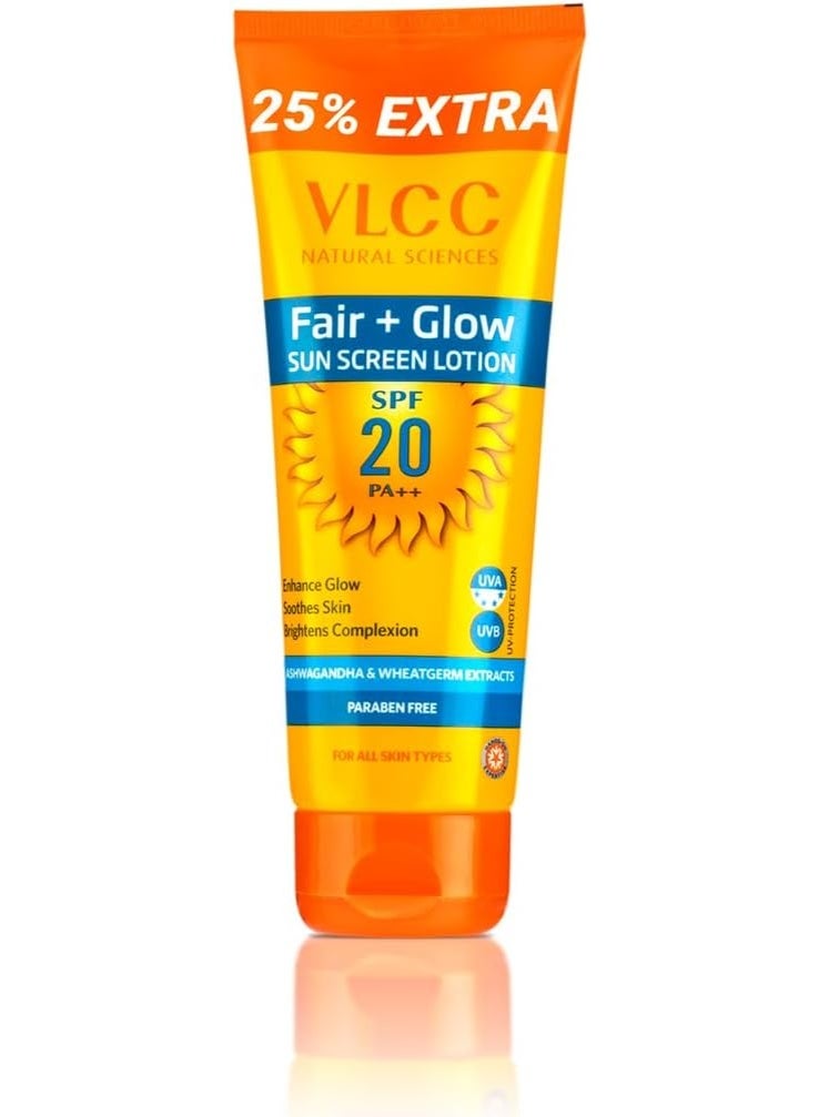 VLCC VL Fair+Glow Sun Screen Lotion SPF 20 50ml - Image 1