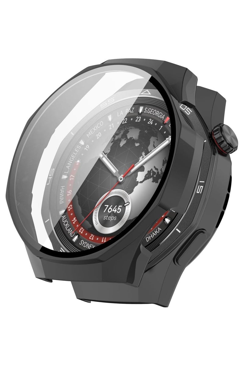 Polycarbonate Protective Case with Tempered Glass Screen Protector for Huawei Watch GT 5 Pro 46mm (Black, GT 5 Pro 46mm) - Image 1