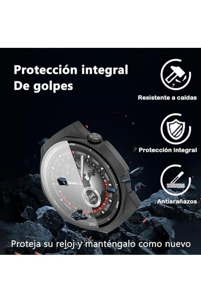 Polycarbonate Protective Case with Tempered Glass Screen Protector for Huawei Watch GT 5 Pro 46mm (Black, GT 5 Pro 46mm) - Image 2