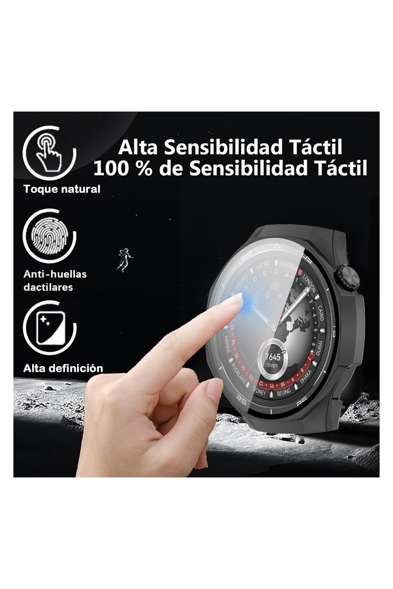 Polycarbonate Protective Case with Tempered Glass Screen Protector for Huawei Watch GT 5 Pro 46mm (Black, GT 5 Pro 46mm) - Image 3