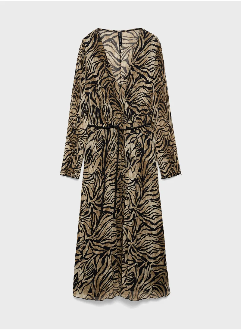 MANGO Leopard Bow Dress