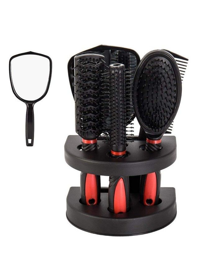 Healthcom Set Of 5 Hair Combs Set Professional Salon Hair Cutting Brushes Sets Salon Hairdressing Styling Tool Mirror And Holder Stand Set Dressing Comb Kits For Women And Menred - Image 2