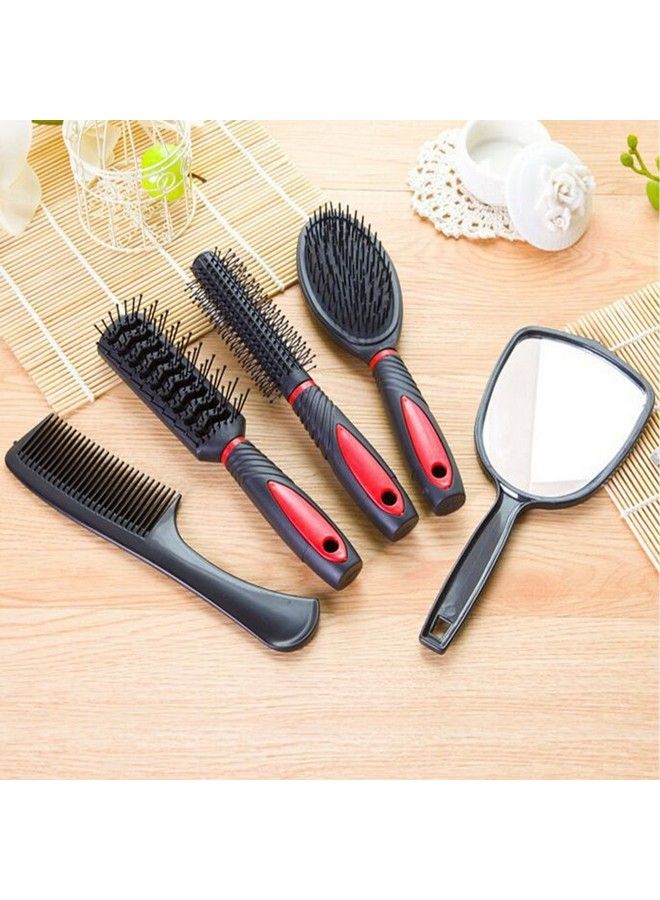 Healthcom Set Of 5 Hair Combs Set Professional Salon Hair Cutting Brushes Sets Salon Hairdressing Styling Tool Mirror And Holder Stand Set Dressing Comb Kits For Women And Menred - Image 5