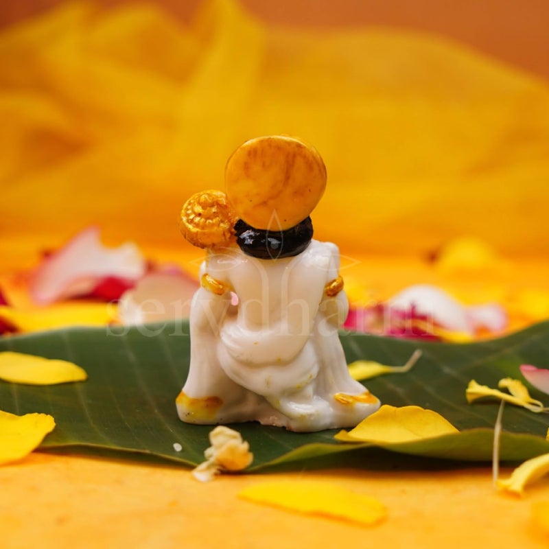 Servdharm Hanuman Ji Murti Blessing with Gada Sitting Lord Balaji Bajrangbali Sankat Mochan Bhagwan Idol for Temple Car Dashboard Home Decor Statue Gifts (White), 8 x 5 cm - Image 4