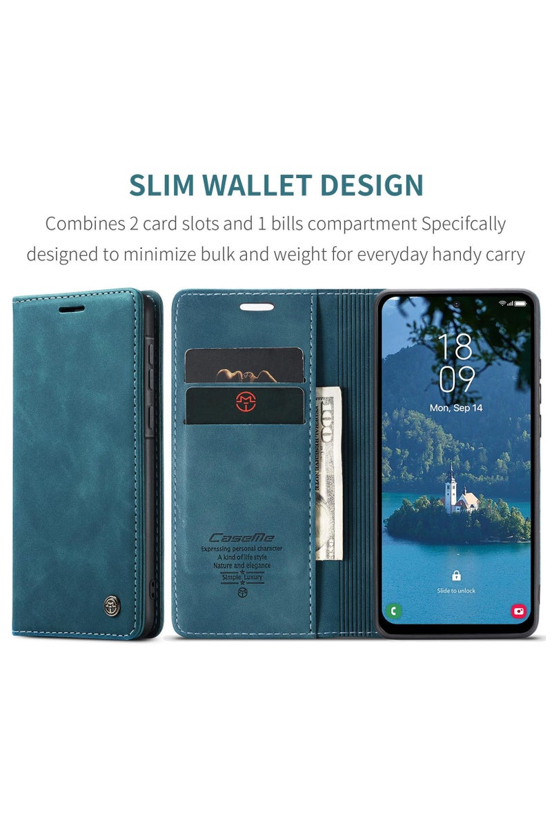 CaseMe Samsung Galaxy A36 5G Wallet Case Book Folding Flip Folio Case with Magnetic Kickstand Card Slots Protective Cover - Green - Image 2
