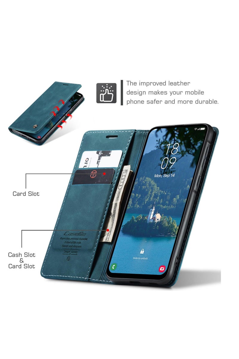 CaseMe Samsung Galaxy A36 5G Wallet Case Book Folding Flip Folio Case with Magnetic Kickstand Card Slots Protective Cover - Green - Image 3