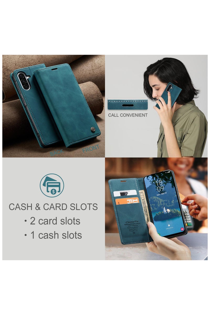 CaseMe Samsung Galaxy A36 5G Wallet Case Book Folding Flip Folio Case with Magnetic Kickstand Card Slots Protective Cover - Green - Image 4