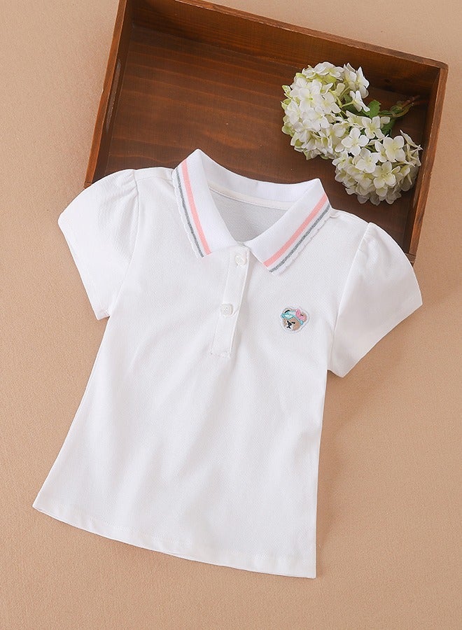KUYEEBEAR KUYEEBEAR Girls' Summer Preppy Style Short Sleeve Polo Shirt  - Image 1
