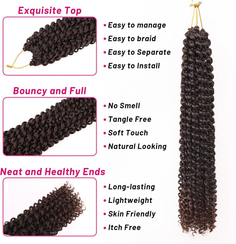 Dorsanee Ombre Chocolate Brown Passion Twist Hair 18 Inch 7 Packs Water Wave Crochet Hair Long Bohemian Curly Braiding Hair for Butterfly Locs, Faux Locs, Boho Style Spring Twist Crochet Braids (T33#) - Image 5