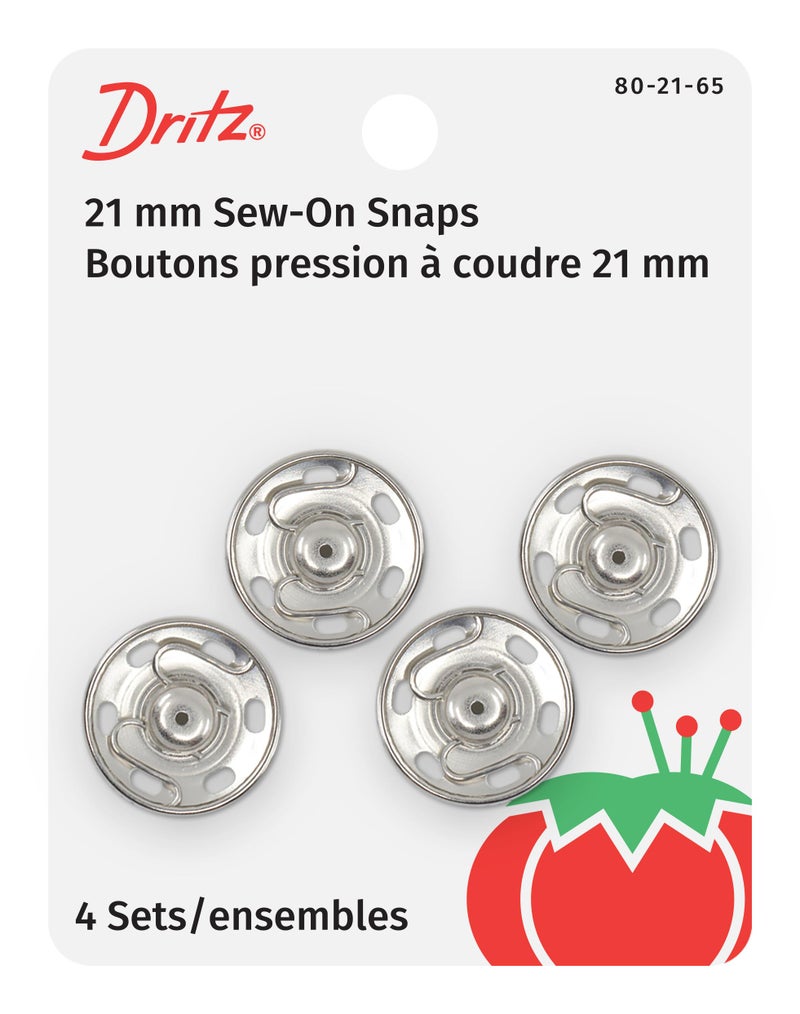 Dritz 802165 SewOn Snaps NickelPlated Brass Size 10 4Count