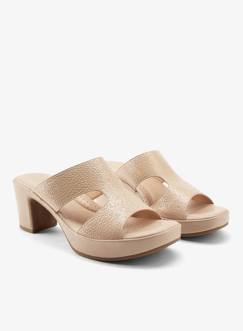 Flora Bella By Shoexpress Textured Slip-On Sandals with Block Heels