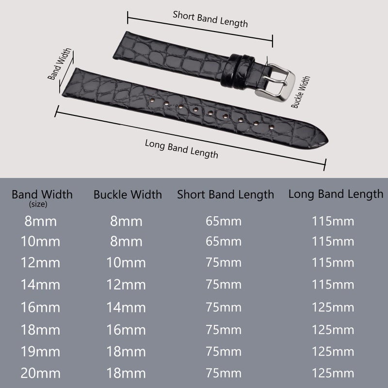 BISONSTRAP Watch Straps for Women, Crocodile Pattern Leather Thin Watch Replacement Bands,16mm, Black with Silver Buckle - Image 5