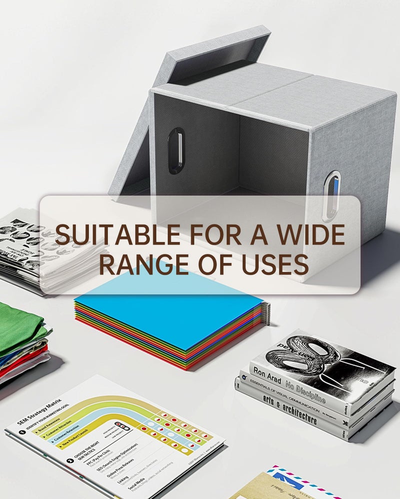 Oterri 2 Pack File Storage Organizer, Filing Box, Portable File Box with Lid, Fit for Letter/Legal File Folder Storage, Document Organizer, Gray-White - Image 5