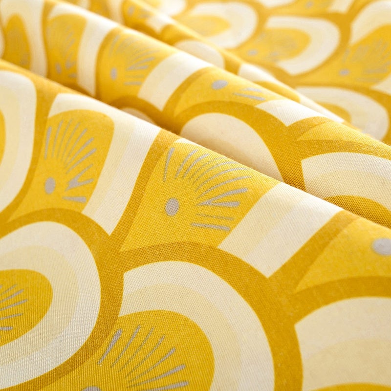 Vogol Thermal Insulated Window Room Grommet Curtain Drapes For Bedroom And Living Room Set Of 2 Curtains & Panels 52 X 84 Inches Yellow Geo Pattern In White - Image 4