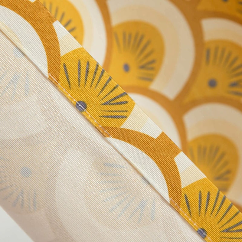 Vogol Thermal Insulated Window Room Grommet Curtain Drapes For Bedroom And Living Room Set Of 2 Curtains & Panels 52 X 84 Inches Yellow Geo Pattern In White - Image 5