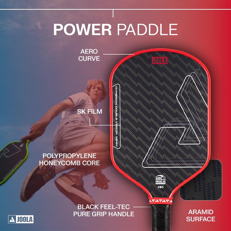 JOOLA Hyperion Double Vision 16mm Pickleball Paddle - Signature Paddle Shape - Aramid Surface for Softer Responsive Touch - SK Film for Reduce Vibration - USAP Approved - NFC Chip Enabled - Image 3