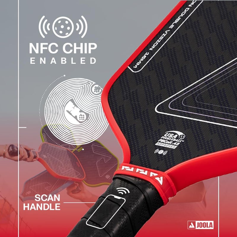 JOOLA Hyperion Double Vision 16mm Pickleball Paddle - Signature Paddle Shape - Aramid Surface for Softer Responsive Touch - SK Film for Reduce Vibration - USAP Approved - NFC Chip Enabled - Image 4