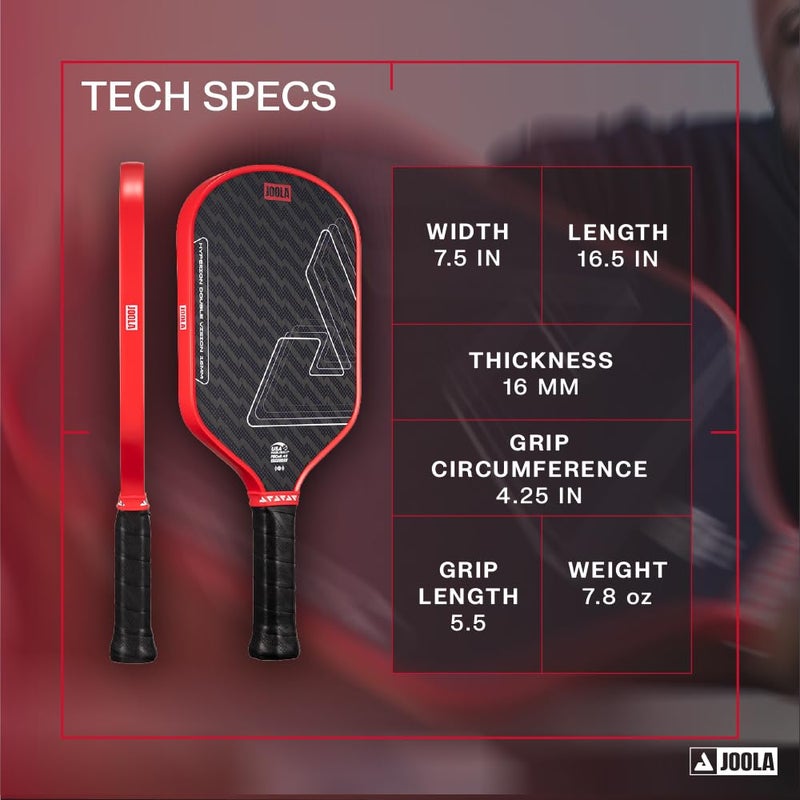 JOOLA Hyperion Double Vision 16mm Pickleball Paddle - Signature Paddle Shape - Aramid Surface for Softer Responsive Touch - SK Film for Reduce Vibration - USAP Approved - NFC Chip Enabled - Image 2