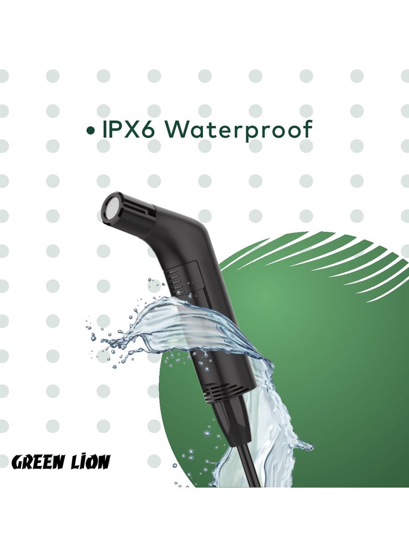 GREEN LION Compact Bidet Sprayer for Travel / High Battery Capacity / USB-C Charging / IPX6 Waterproof / Considerable Length Hose - Black - Image 3