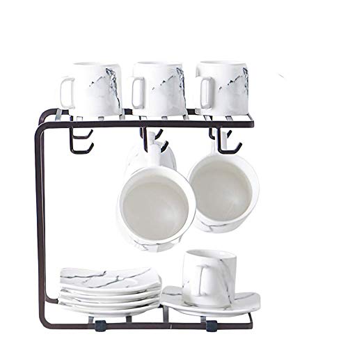 Craftland Metal Tea/Coffee Cup/Mug/Plate Holder Stand Hanger Organizer for Kitchen/Cabinet & Dining Table- 6 Hooks,Black - Image 2