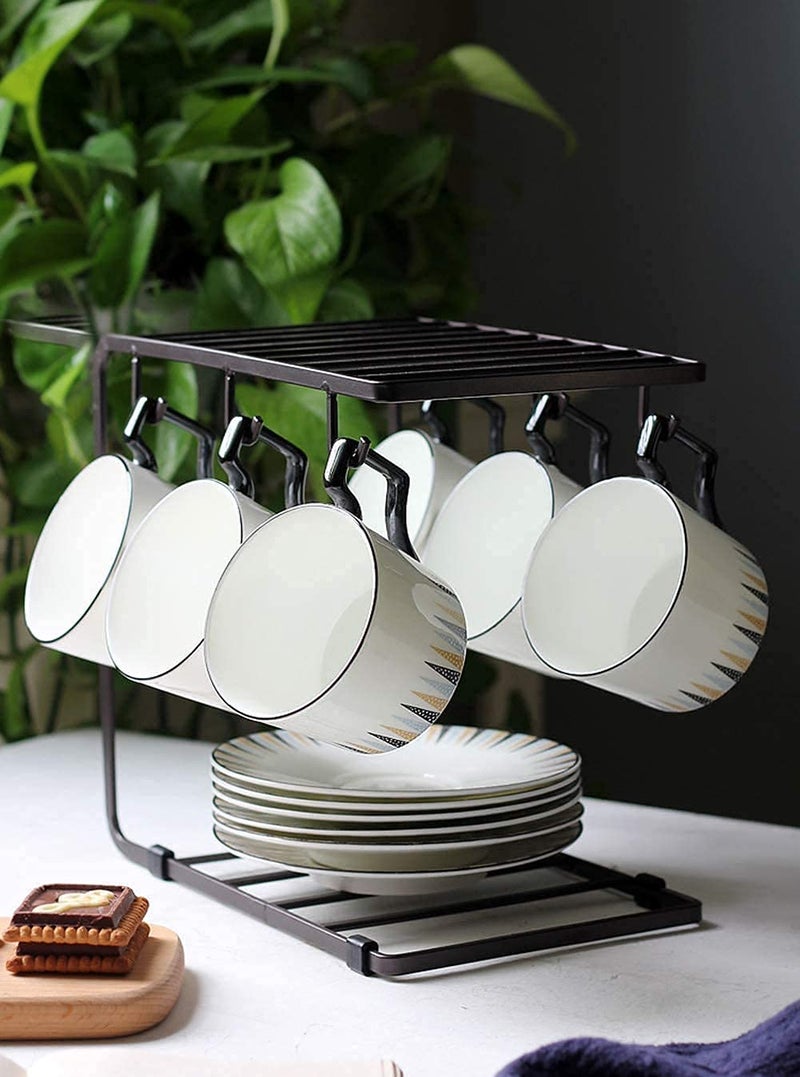 Craftland Metal Tea/Coffee Cup/Mug/Plate Holder Stand Hanger Organizer for Kitchen/Cabinet & Dining Table- 6 Hooks,Black - Image 4