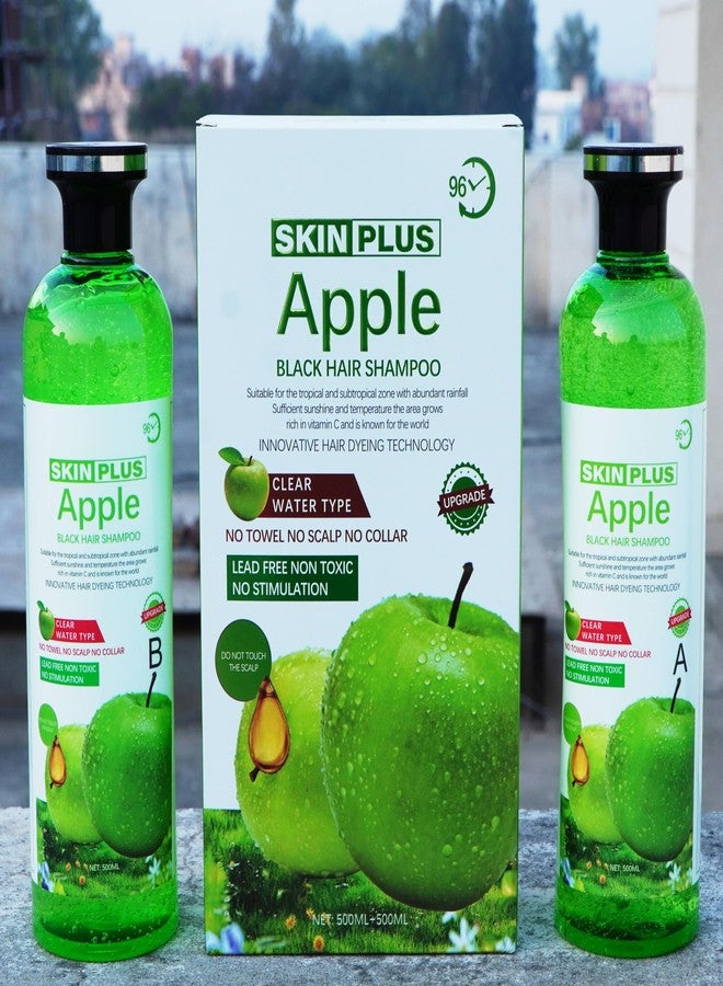 SKINPLUS Apple Black Hair Color shampoo - Ammonia Free Herbal Hair Dye, Clear Water Type, Long Lasting Natural Black Coverage for Men & Women (1000ml)(bottle) - Image 1