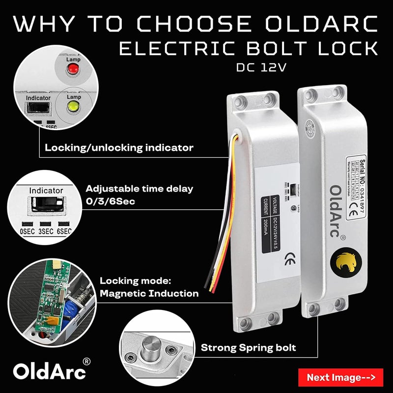 OldArc Surface Drop Bolt Lock with Adjustable Time Delay Flat Surface door lock DC12V Electric Drop bolt lock for door dead bolt lock Auto locking Surface Contact Lock for Wooden Metal Doors - Image 4