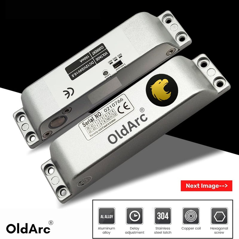 OldArc Surface Drop Bolt Lock with Adjustable Time Delay Flat Surface door lock DC12V Electric Drop bolt lock for door dead bolt lock Auto locking Surface Contact Lock for Wooden Metal Doors - Image 5