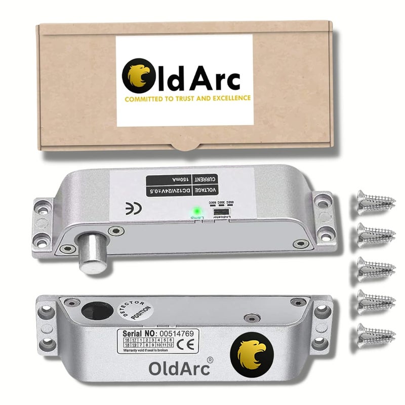 OldArc Surface Drop Bolt Lock with Adjustable Time Delay Flat Surface door lock DC12V Electric Drop bolt lock for door dead bolt lock Auto locking Surface Contact Lock for Wooden Metal Doors - Image 1