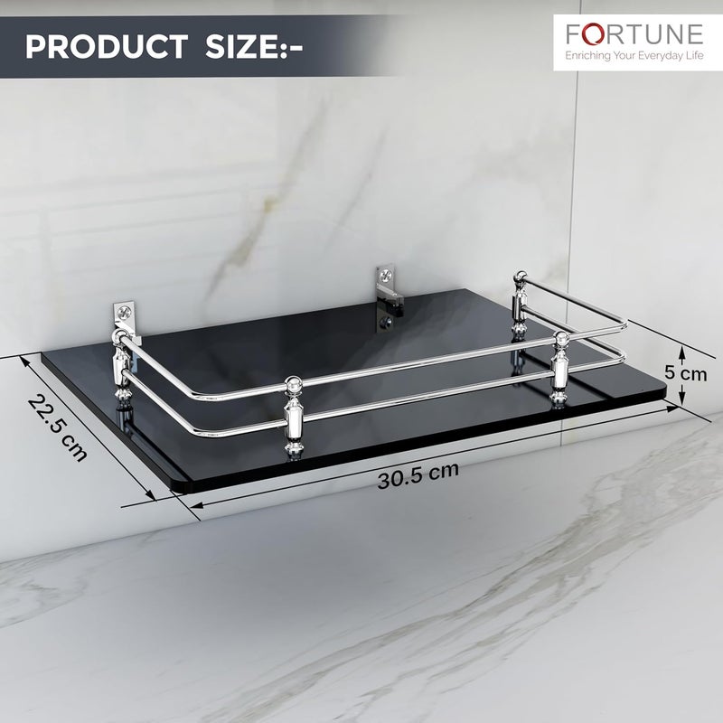 FORTUNE Multipurpose Glass Setup Box ShelfTV Setup Box StandSet Top Box StandWiFi Router Stand with Heavy Wall Mount Brackets 12 X 9 INCH Black - Image 5