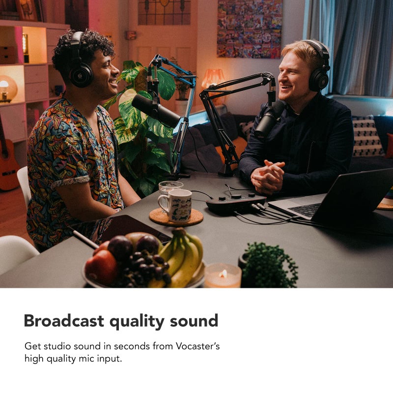 Focusrite Vocaster Two â€” Podcasting Interface for Recording Host and Guest. 2 Mic Inputs and Headphone Outputs, with Auto Gain, Enhance, and Mute. Small, Lightweight, and Powered by Computer - Image 2