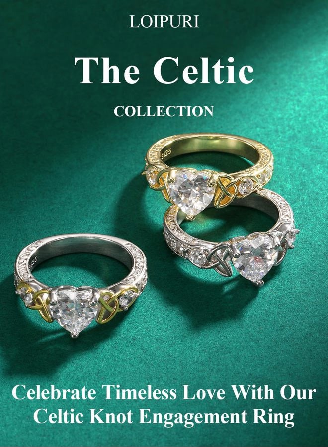 LOIPURI Moissanite Promise Rings for Her, 2CT D Color VVS1, Heart Shaped Celtic Knot, 925 Sterling Silver Engagement Wedding Anniversary Valentines Promise Gift with Certificate, 7, Sterling Silver - Image 4