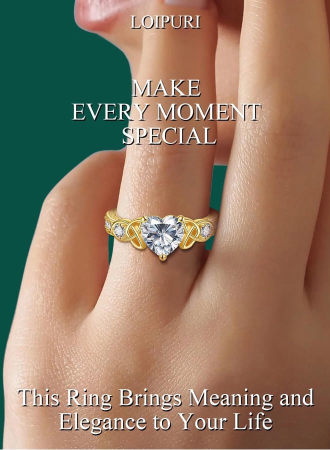 LOIPURI Moissanite Promise Rings for Her, 2CT D Color VVS1, Heart Shaped Celtic Knot, 925 Sterling Silver Engagement Wedding Anniversary Valentines Promise Gift with Certificate, 7, Sterling Silver - Image 5
