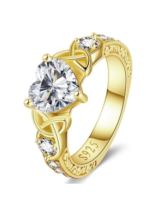 LOIPURI Moissanite Promise Rings for Her, 2CT D Color VVS1, Heart Shaped Celtic Knot, 925 Sterling Silver Engagement Wedding Anniversary Valentines Promise Gift with Certificate, 7, Sterling Silver - Image 1