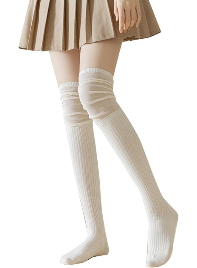مرفا جوارب تدفئة تصل إلى الفخذ (أبيض) - Image 5