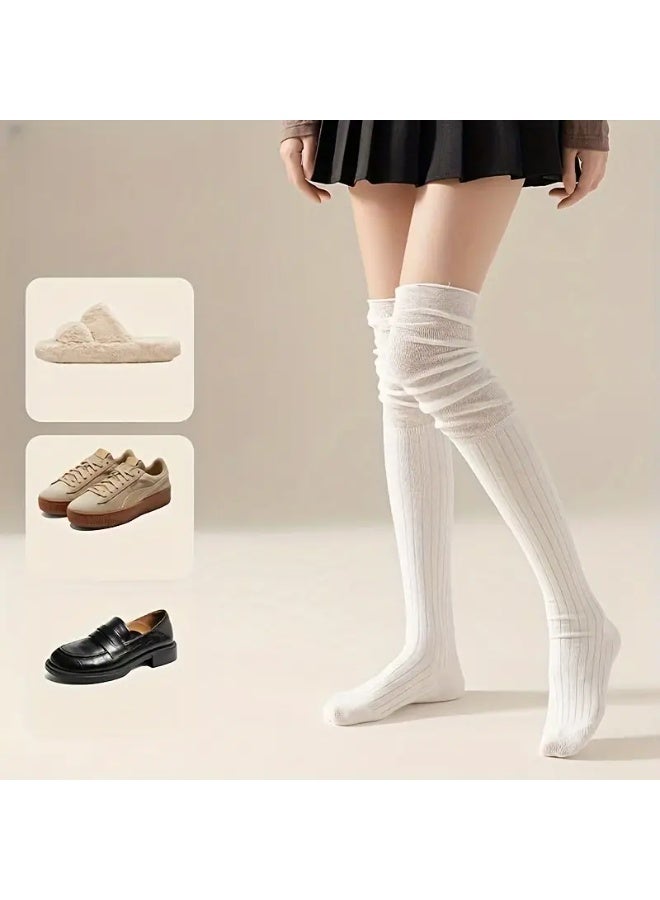 مرفا جوارب تدفئة تصل إلى الفخذ (أبيض) - Image 3