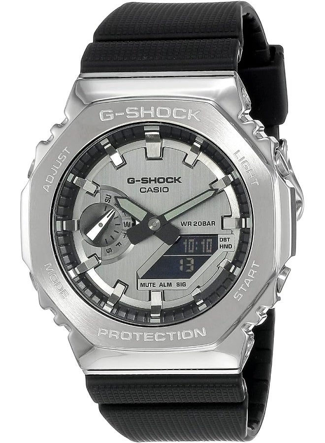 Casio G-Shock Watch - GM-2100-1ADR Silver Dial, Black Band - Image 1