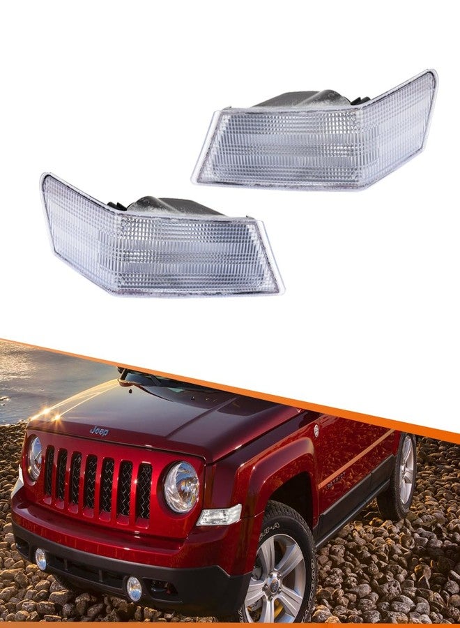 ADIIL Front Parking Light Turn Signal Directional Lamp Kit For 07-17 Jeep Patriot,Smoked Lens Driver Left+Passenger Right - Image 1
