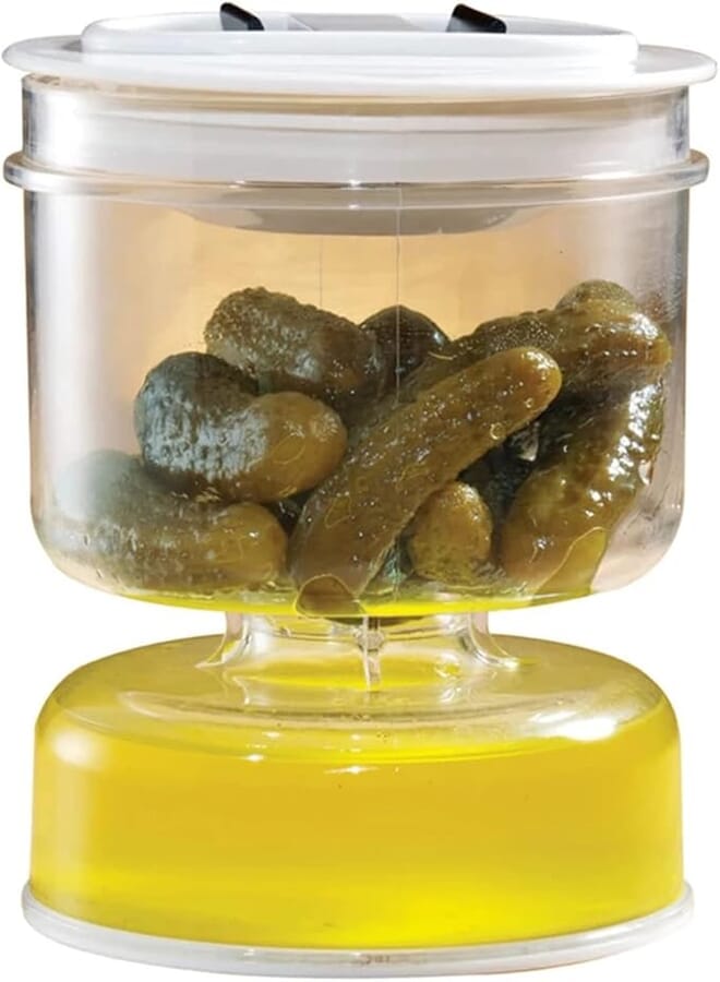 TTSITG Pickle and Olive Jar, Wet Dry Separation Pickle Jar with Strainer for Home Food Storage