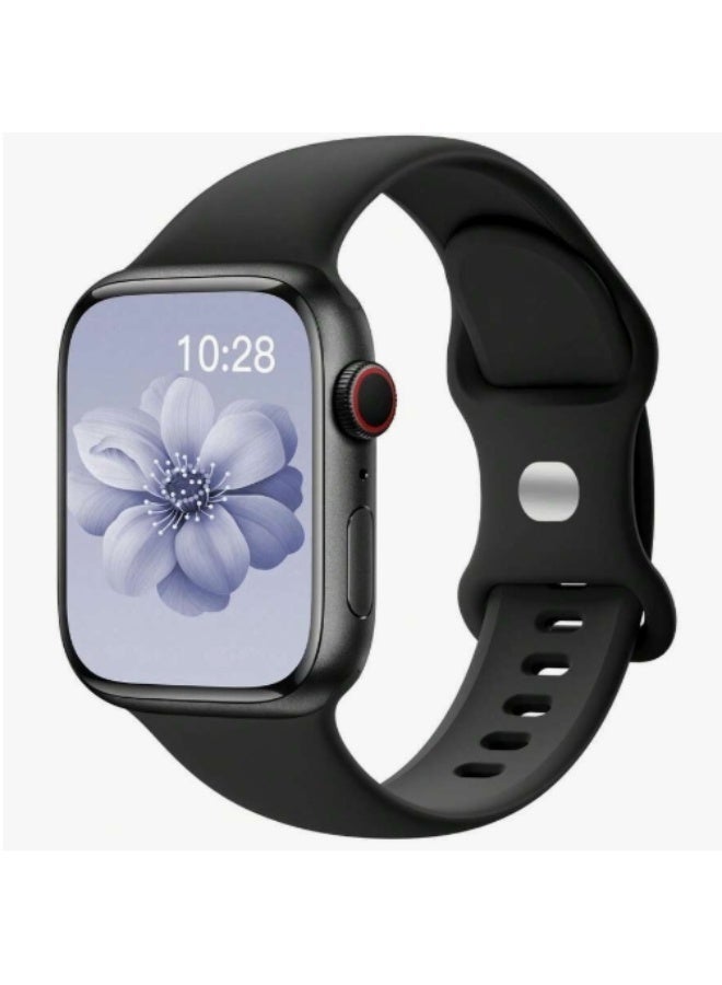 Sport Silicone Band Compatible With Apple Watch Band 42mm 44mm 45mm 46mm 49 mm - black - Image 4