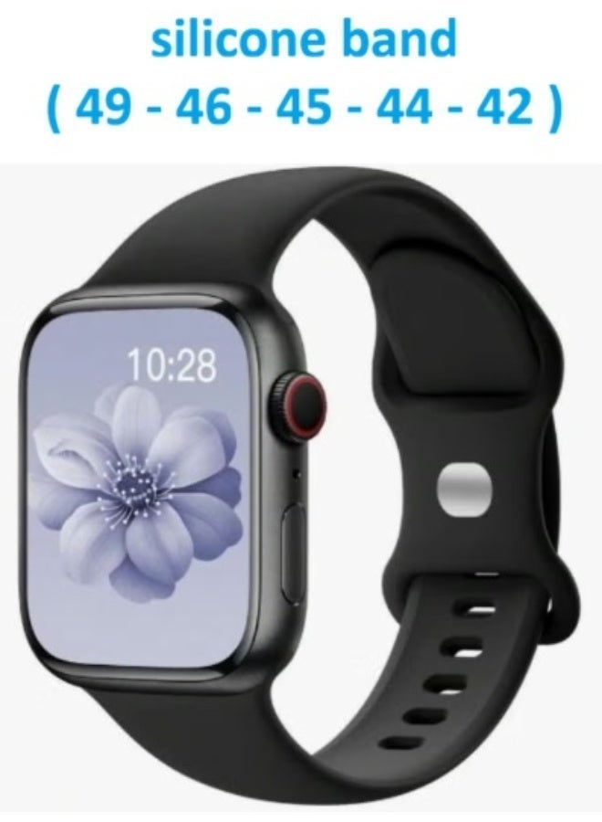 Sport Silicone Band Compatible With Apple Watch Band 42mm 44mm 45mm 46mm 49 mm - black - Image 3