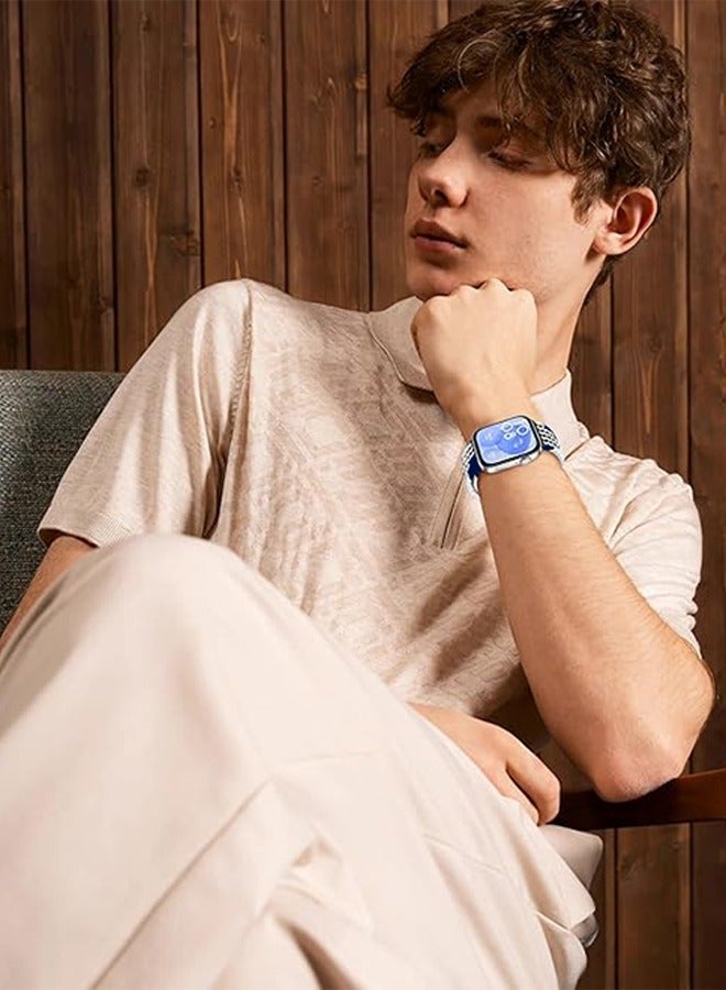 Beauenty Braid Nylon Band for Watch, Compatible with Huawei Watch Fit 3/4/5 Strap, Two-color Woven, Soft Sport Replacement Wristband Compatible for Huawei Fit 3/4/5 Smartwatch 22mm-(Blue/White) - Image 5