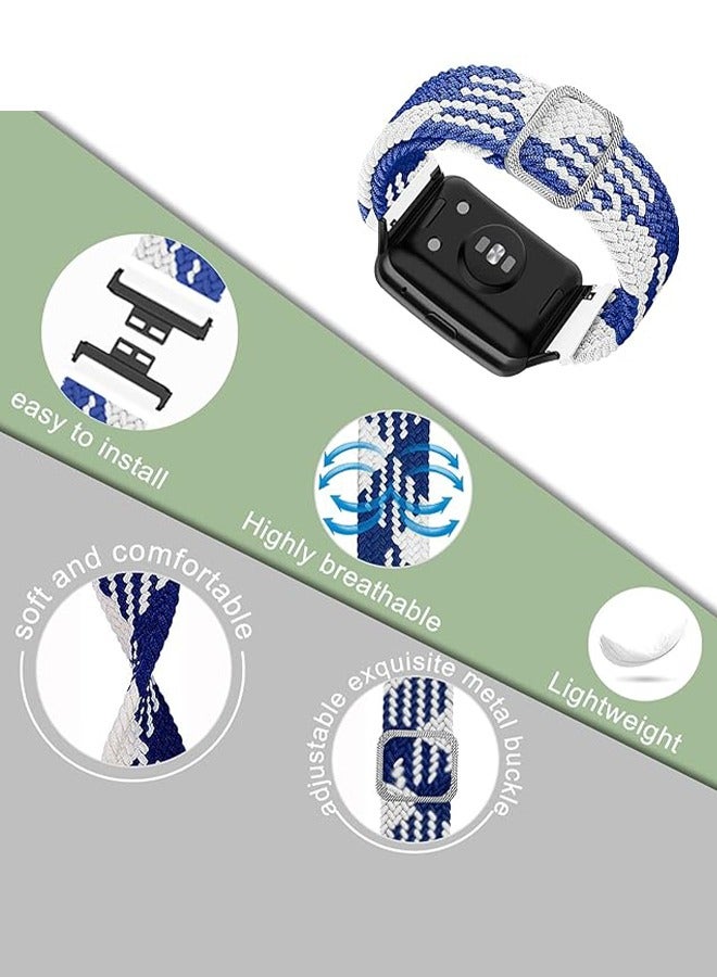 Beauenty Braid Nylon Band for Watch, Compatible with Huawei Watch Fit 3/4/5 Strap, Two-color Woven, Soft Sport Replacement Wristband Compatible for Huawei Fit 3/4/5 Smartwatch 22mm-(Blue/White) - Image 3