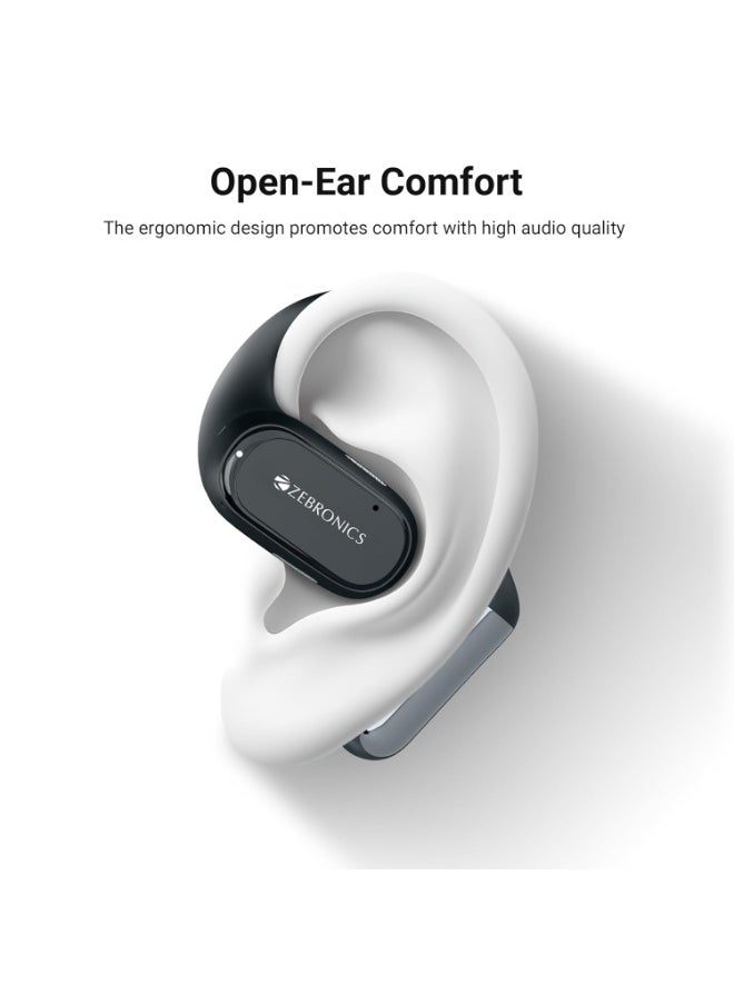 ZEBRONICS - ZEBRONICS PODS O, Wireless Open-Ear Earbuds, OWS, 40 Hrs Backup, Neodymium Drivers, Ultra Comfort Fit, Quad MIC ENC, Rapid Charging, Bluetooth, Dual Pairing, Flash Connect, Low Latency Gaming (Black) - Image 1