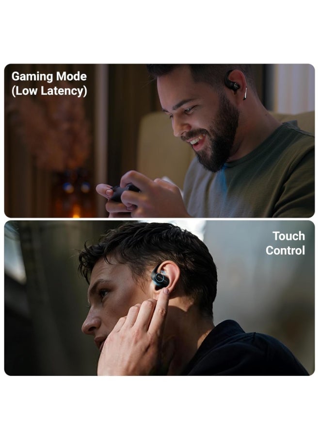 ZEBRONICS - ZEBRONICS PODS O, Wireless Open-Ear Earbuds, OWS, 40 Hrs Backup, Neodymium Drivers, Ultra Comfort Fit, Quad MIC ENC, Rapid Charging, Bluetooth, Dual Pairing, Flash Connect, Low Latency Gaming (Black) - Image 1