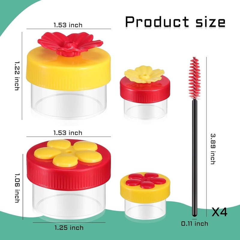 Feelorna Handheld Hummingbird Feeders, 4 Packs Plastic Flower Hand Hummingbird Feeders Wild Bird Feeders Mini Hummingbird Feeding Tools with 4Pcs Cleaning Brush (Handheld Hummingbird Feeders) - Image 2